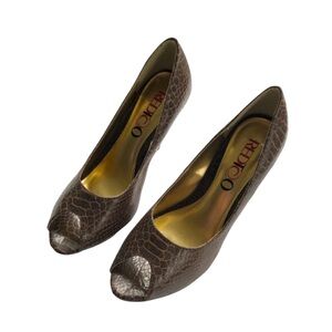 crocodile-look 4” peep toe heels